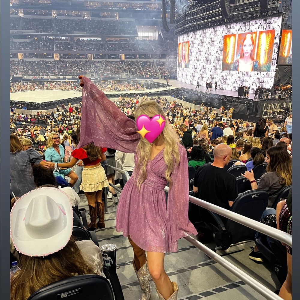 Sparkling Purple Dress with Bell Sleeves